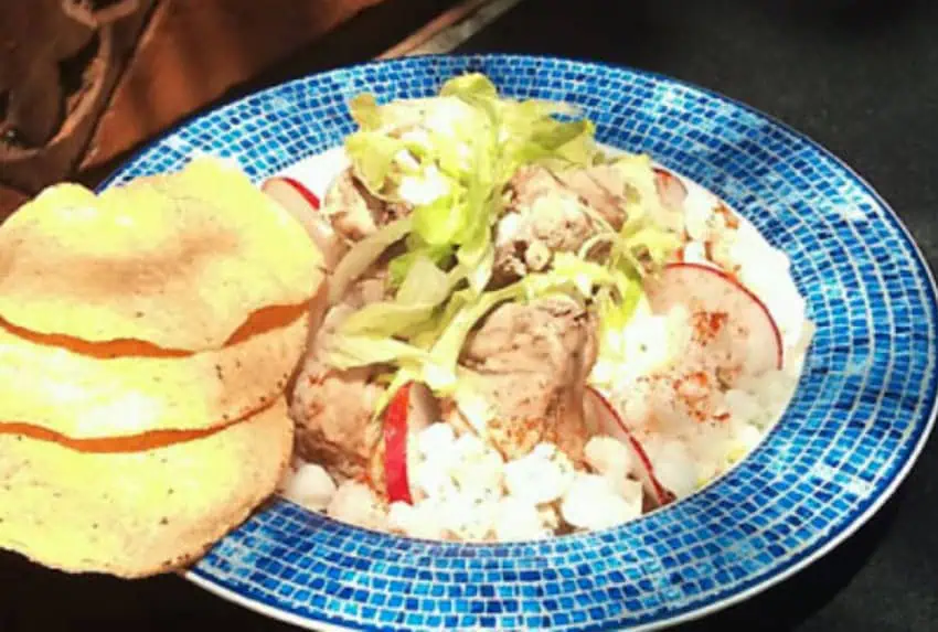 Dry pozole is not brothy, as in other states, but is served on a plate